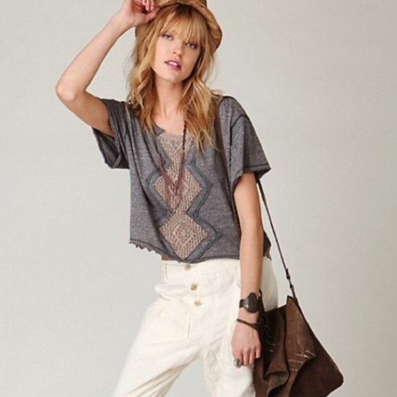 Free People Diamond Crochet Cutout T-shirt - Picture 7 of 7